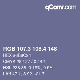 カラーコード: RGB 107.3 108.4 148 | qconv.com