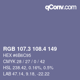 カラーコード: RGB 107.3 108.4 149 | qconv.com