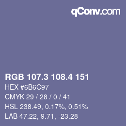 カラーコード: RGB 107.3 108.4 151 | qconv.com