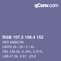 カラーコード: RGB 107.3 108.4 152 | qconv.com