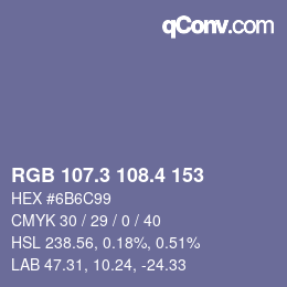カラーコード: RGB 107.3 108.4 153 | qconv.com