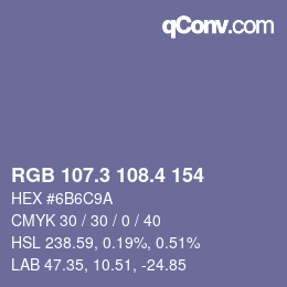 カラーコード: RGB 107.3 108.4 154 | qconv.com