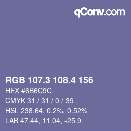 カラーコード: RGB 107.3 108.4 156 | qconv.com