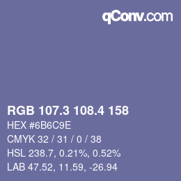 カラーコード: RGB 107.3 108.4 158 | qconv.com