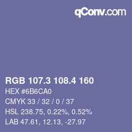 カラーコード: RGB 107.3 108.4 160 | qconv.com