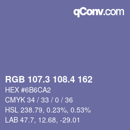 カラーコード: RGB 107.3 108.4 162 | qconv.com
