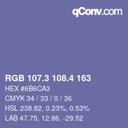 カラーコード: RGB 107.3 108.4 163 | qconv.com