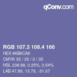 カラーコード: RGB 107.3 108.4 166 | qconv.com