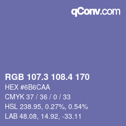 カラーコード: RGB 107.3 108.4 170 | qconv.com