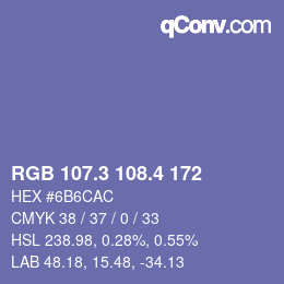 カラーコード: RGB 107.3 108.4 172 | qconv.com