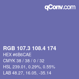 カラーコード: RGB 107.3 108.4 174 | qconv.com