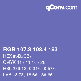 カラーコード: RGB 107.3 108.4 183 | qconv.com
