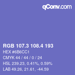 カラーコード: RGB 107.3 108.4 193 | qconv.com