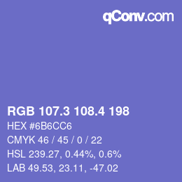 カラーコード: RGB 107.3 108.4 198 | qconv.com