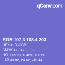 カラーコード: RGB 107.3 108.4 203 | qconv.com