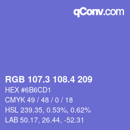 カラーコード: RGB 107.3 108.4 209 | qconv.com