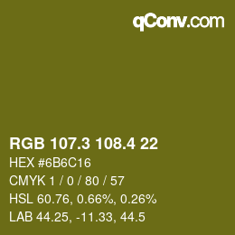 カラーコード: RGB 107.3 108.4 22 | qconv.com