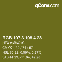 カラーコード: RGB 107.3 108.4 28 | qconv.com