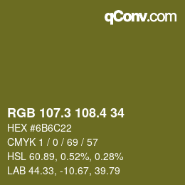 カラーコード: RGB 107.3 108.4 34 | qconv.com