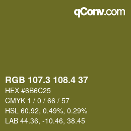 カラーコード: RGB 107.3 108.4 37 | qconv.com