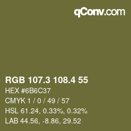 カラーコード: RGB 107.3 108.4 55 | qconv.com