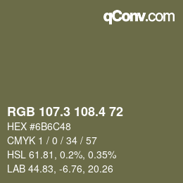 カラーコード: RGB 107.3 108.4 72 | qconv.com