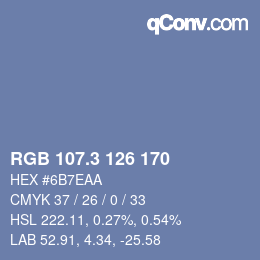 カラーコード: RGB 107.3 126 170 | qconv.com