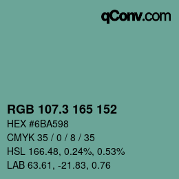 カラーコード: RGB 107.3 165 152 | qconv.com