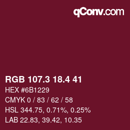 カラーコード: RGB 107.3 18.4 41 | qconv.com