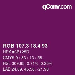 カラーコード: RGB 107.3 18.4 93 | qconv.com