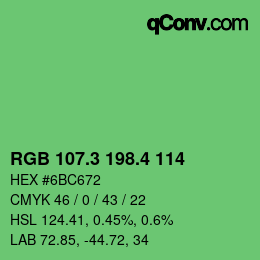 カラーコード: RGB 107.3 198.4 114 | qconv.com