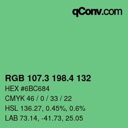 カラーコード: RGB 107.3 198.4 132 | qconv.com