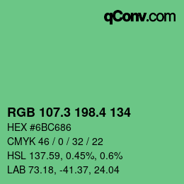 カラーコード: RGB 107.3 198.4 134 | qconv.com