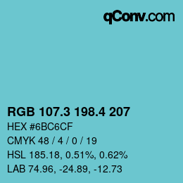 カラーコード: RGB 107.3 198.4 207 | qconv.com