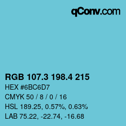 カラーコード: RGB 107.3 198.4 215 | qconv.com