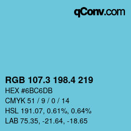 カラーコード: RGB 107.3 198.4 219 | qconv.com
