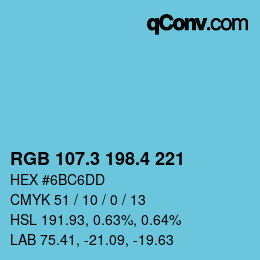 カラーコード: RGB 107.3 198.4 221 | qconv.com