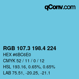 カラーコード: RGB 107.3 198.4 224 | qconv.com