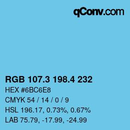 カラーコード: RGB 107.3 198.4 232 | qconv.com