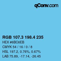 カラーコード: RGB 107.3 198.4 235 | qconv.com