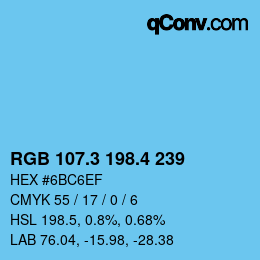 カラーコード: RGB 107.3 198.4 239 | qconv.com