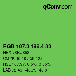 カラーコード: RGB 107.3 198.4 83 | qconv.com