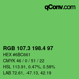 カラーコード: RGB 107.3 198.4 97 | qconv.com