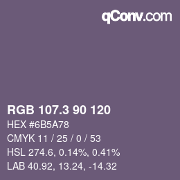 カラーコード: RGB 107.3 90 120 | qconv.com