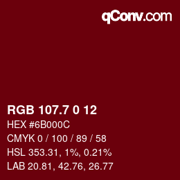 カラーコード: RGB 107.7 0 12 | qconv.com