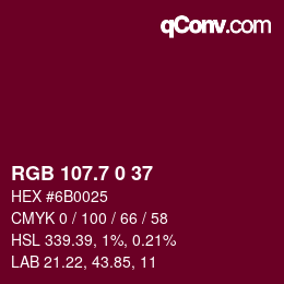 カラーコード: RGB 107.7 0 37 | qconv.com