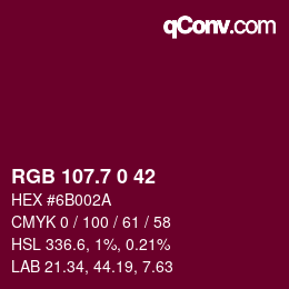 カラーコード: RGB 107.7 0 42 | qconv.com