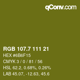 カラーコード: RGB 107.7 111 21 | qconv.com