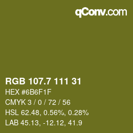 カラーコード: RGB 107.7 111 31 | qconv.com