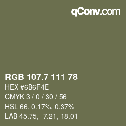 カラーコード: RGB 107.7 111 78 | qconv.com